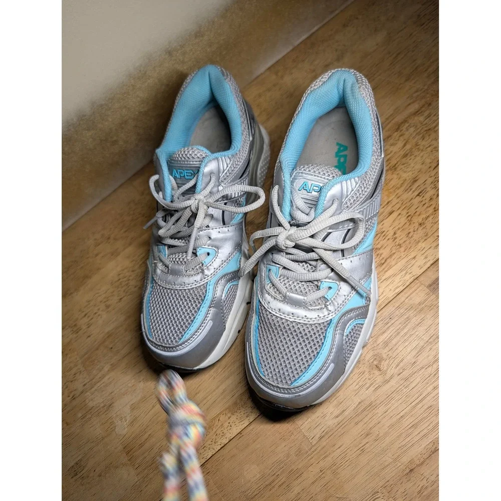 Apex X527 W Silver Light Blue Mesh Slip Resistant Walking Shoes Womens 9.5 MED